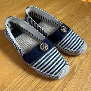 Tory Burch Beacher Black Canvas Espadrilla sz 9